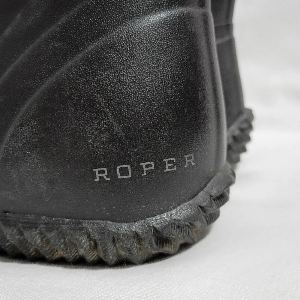 Roper Barnyard Black Boots Mens 8 Waterproof Rubber Foot Neoprene Shaft